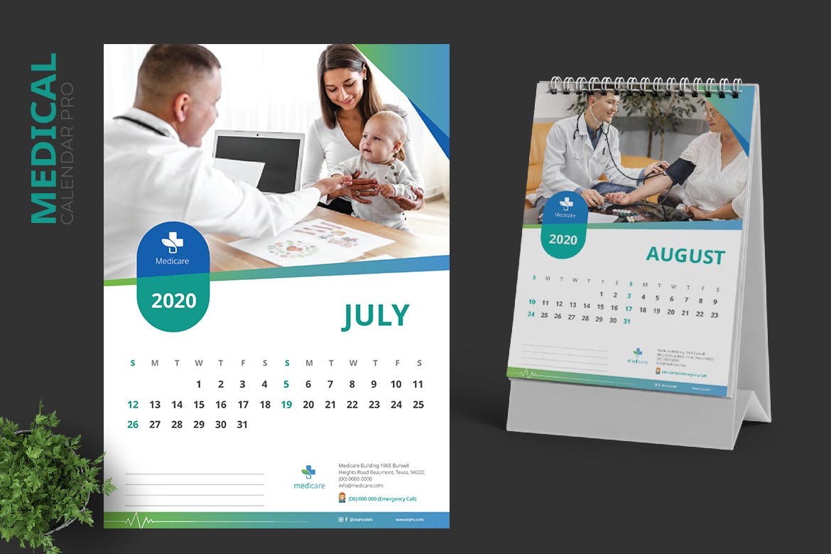 2020年医药医疗机构定制设计活页台历设计模板 2020 Clean Medical / Hospital Calendar Pro插图(4)