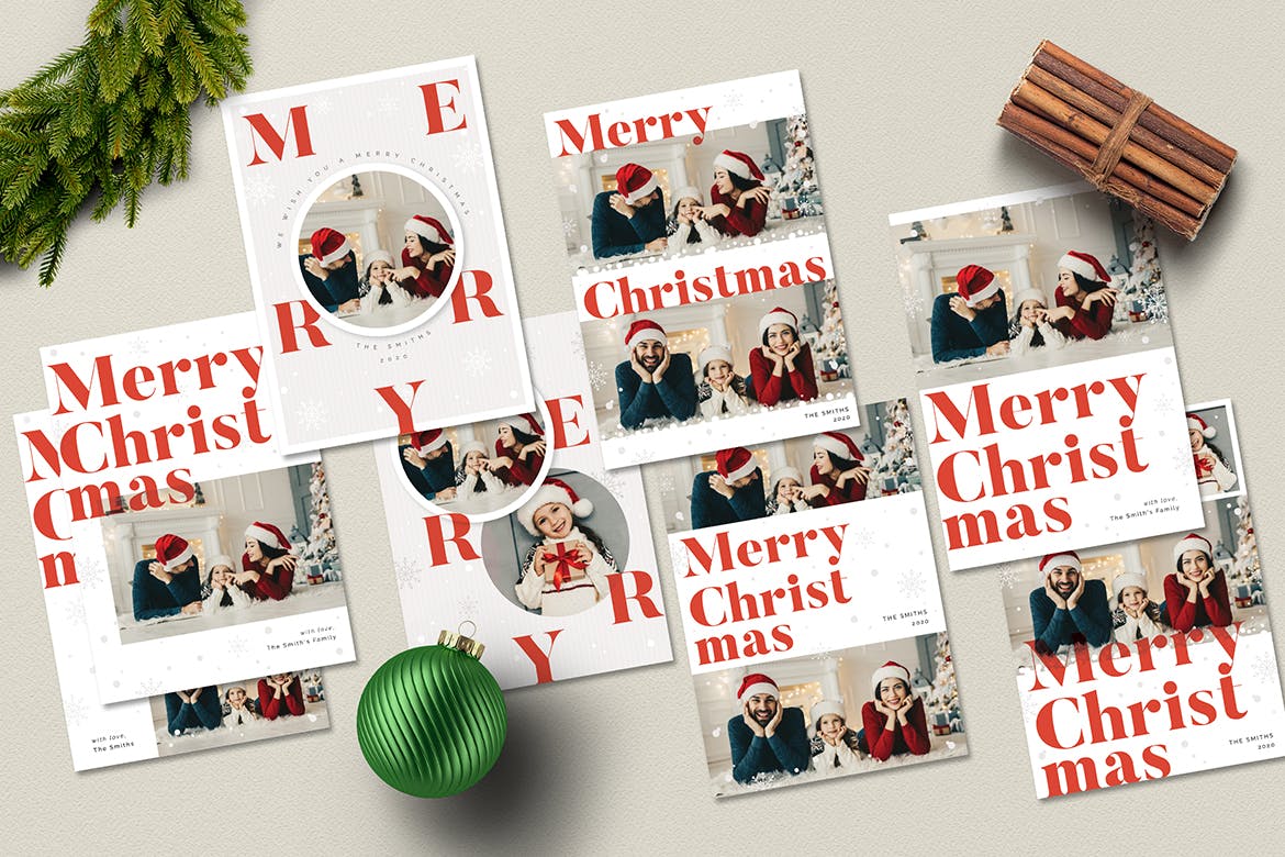圣诞节照片贺卡设计模板集 Christmas Photo Card / Holiday Card插图1