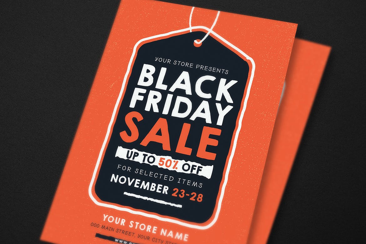 创意手绘吊牌黒五促销活动海报/电子海报设计模板 Black Friday Flyer + Instagram Post插图(3)