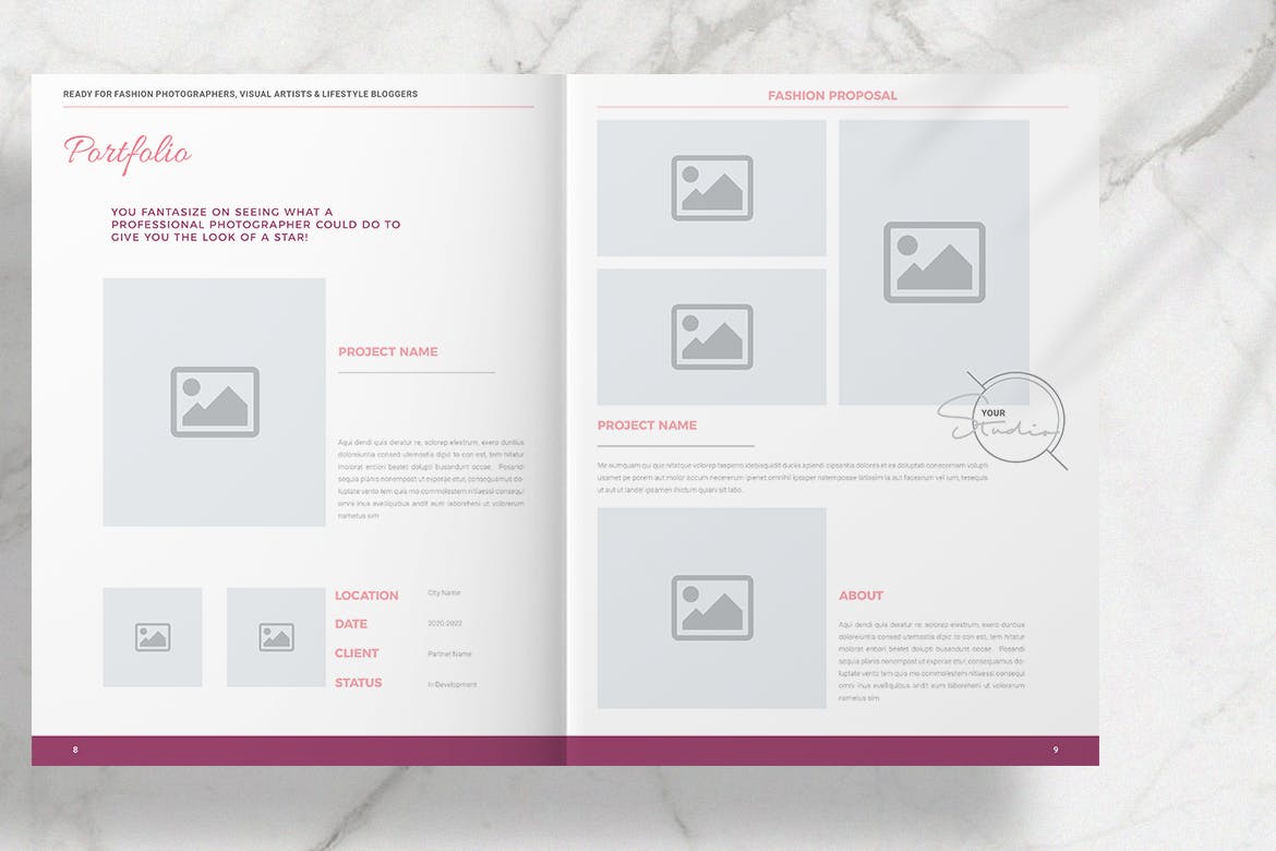 粉红时尚行业项目提案版式设计模板 Pink Fashion Proposal Layout插图6