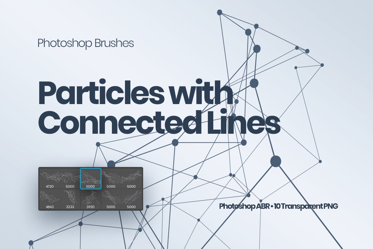 带连接线粒子抽象图形PS笔刷 Particles with Connected Lines Photoshop Brushes插图
