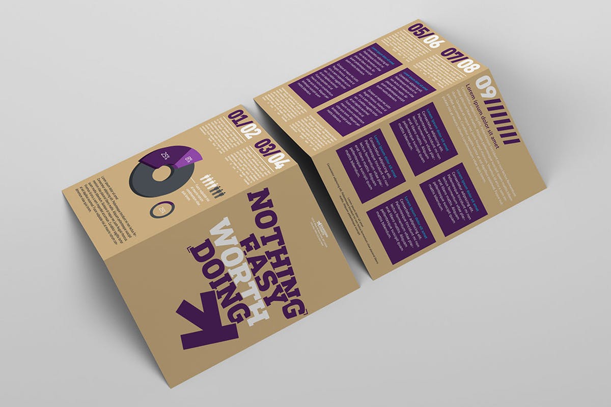 双折页企业宣传册样机 Bi-fold Brochure Mockup Pack插图