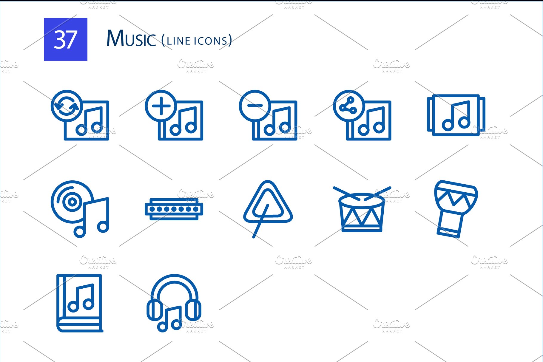 37枚音乐主题线条图标 37 Music Line Icons插图(2)