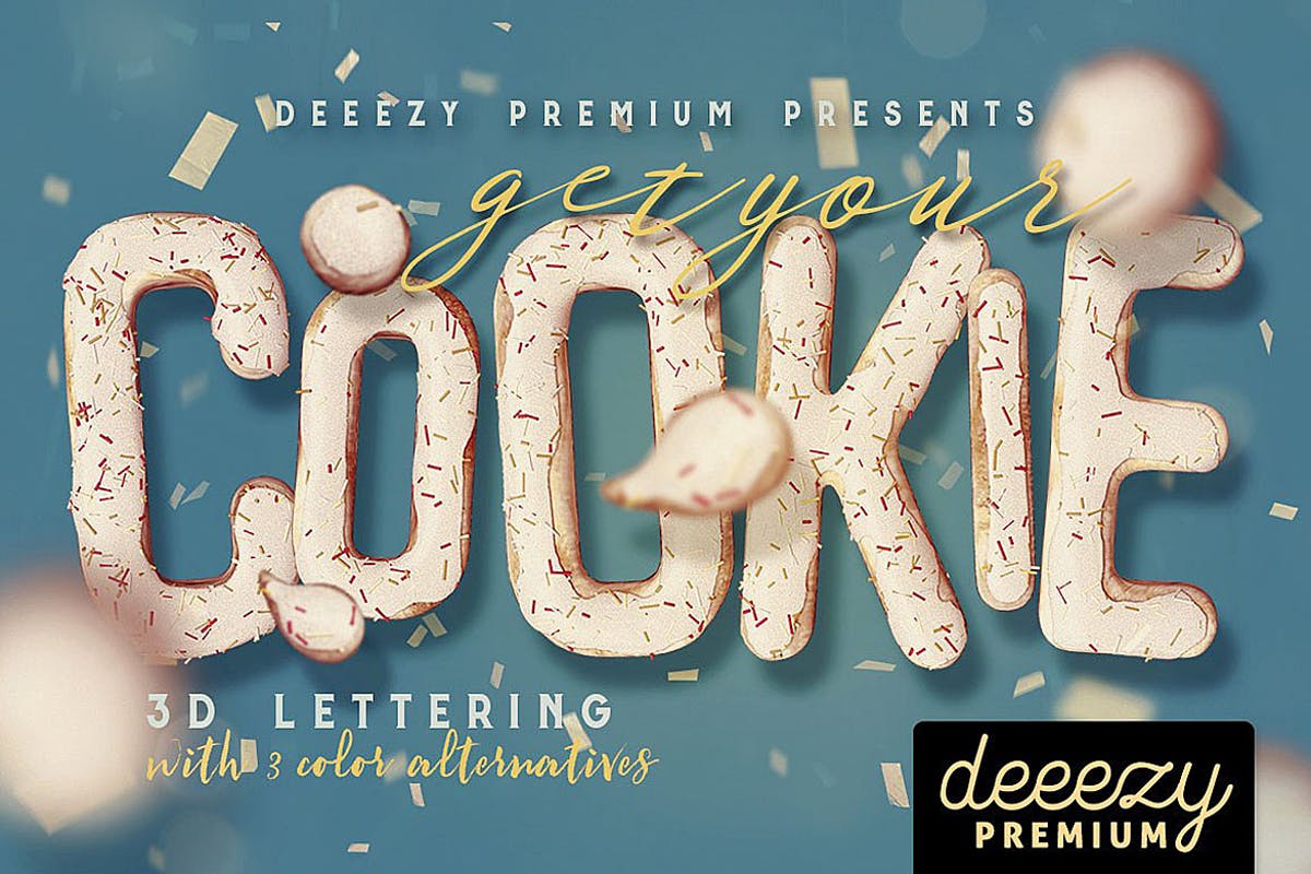 曲奇饼干3D立体英文字母插画素材 Get Your Cookie – 3D Lettering插图