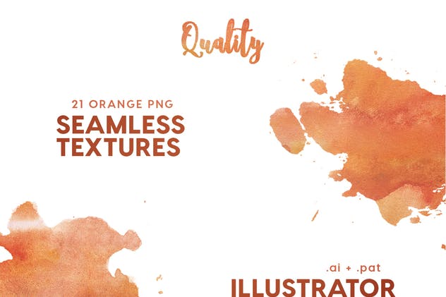 橙色手工水彩无缝背景纹理 Watercolor Seamless Textures – Orange Pack插图3