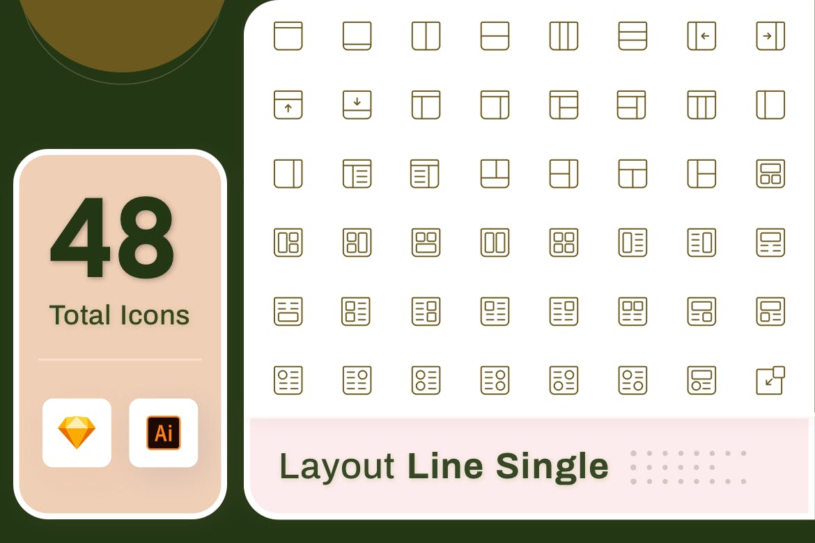 Line Senja图标系列：界面设计布局矢量线性图标 Line Senja – Layout插图(1)