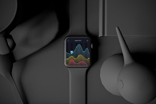 时尚深色Apple智能手表样机模板 Dark Apple watch插图(5)