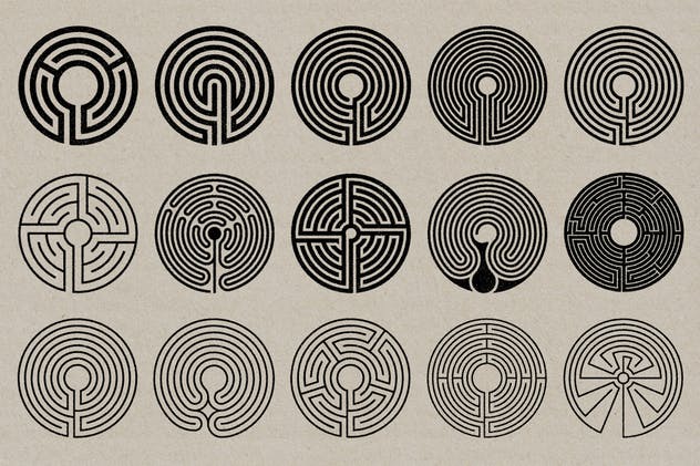 50款迷宫图形设计印章纹理合集 Labyrinth Stamps插图2