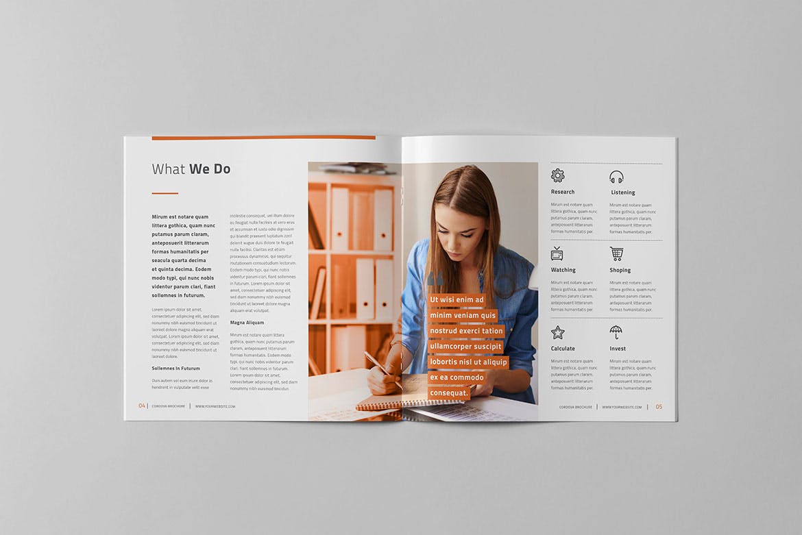 市场调研公司方形宣传画册设计模板 Valencia Brochure – Square插图2