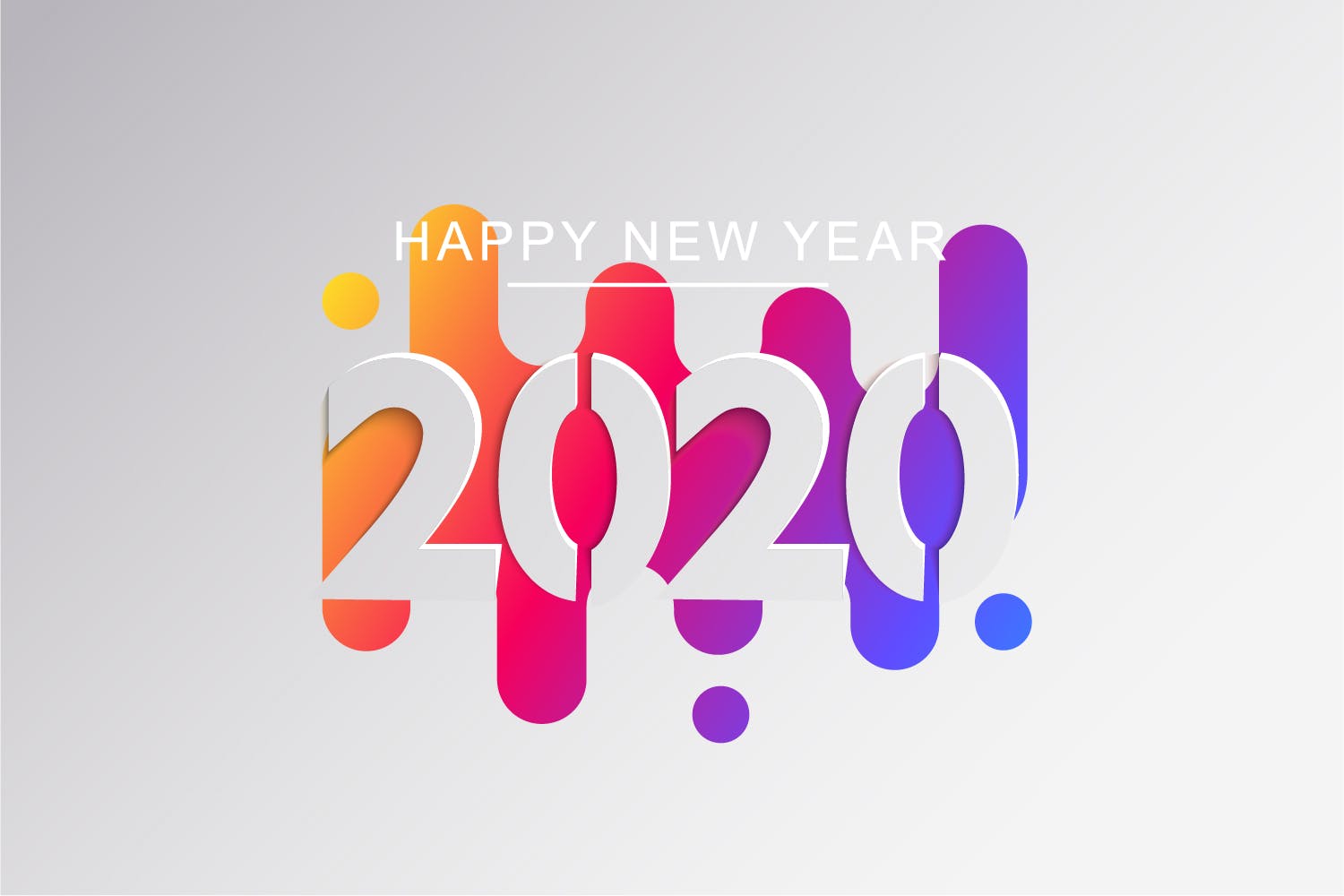 2020新年数字彩色矢量设计图形素材 2020 Happy New Year Greeting Card插图(8)