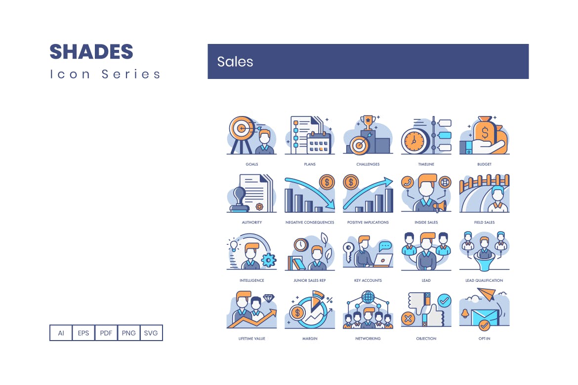 65枚销售主题阴影图标系列 65 Sales Icons | Shades Series插图(2)
