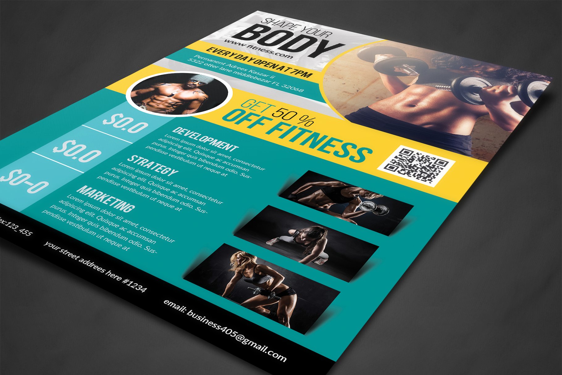 健身房活动海报模板 Fitness Flyer插图1