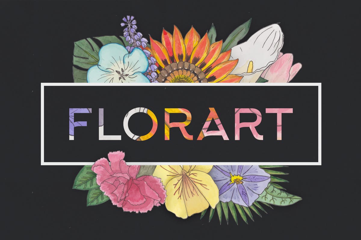 水彩艺术花卉矢量插画合集 FlorArt Watercolor Kit插图