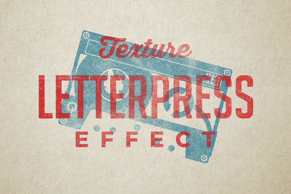 复古纸质凸版印刷纹理效果PSD分层模板 Vintage Letterpress Texture Effects插图
