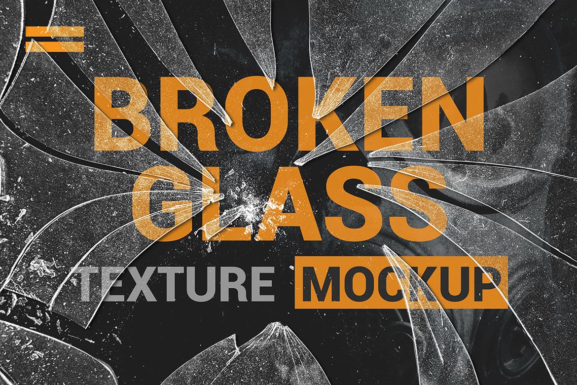 破碎玻璃效果PS图层样式PSD分层模板 Broken Glass Texture Mockup插图1
