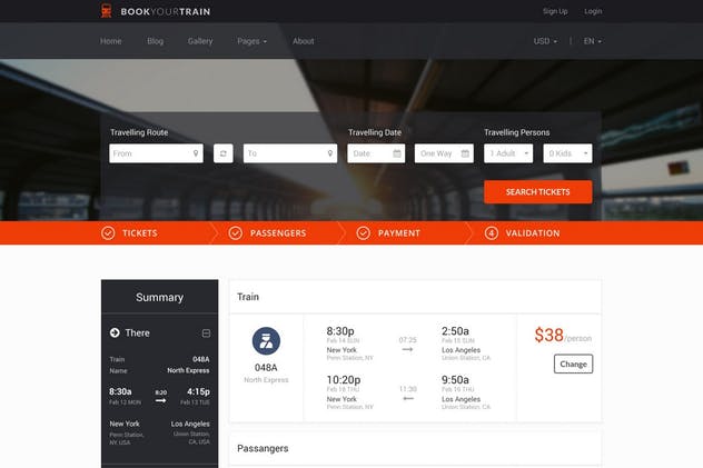 交通出行在线订票系统PSD网站模板 Book Your Train – Online Booking PSD Template插图(8)