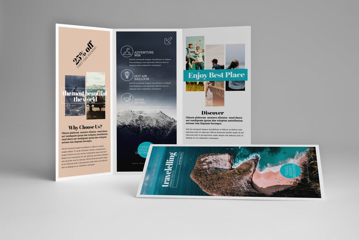 三折页旅游景点介绍宣传单设计模板 Trifold Brochure插图1