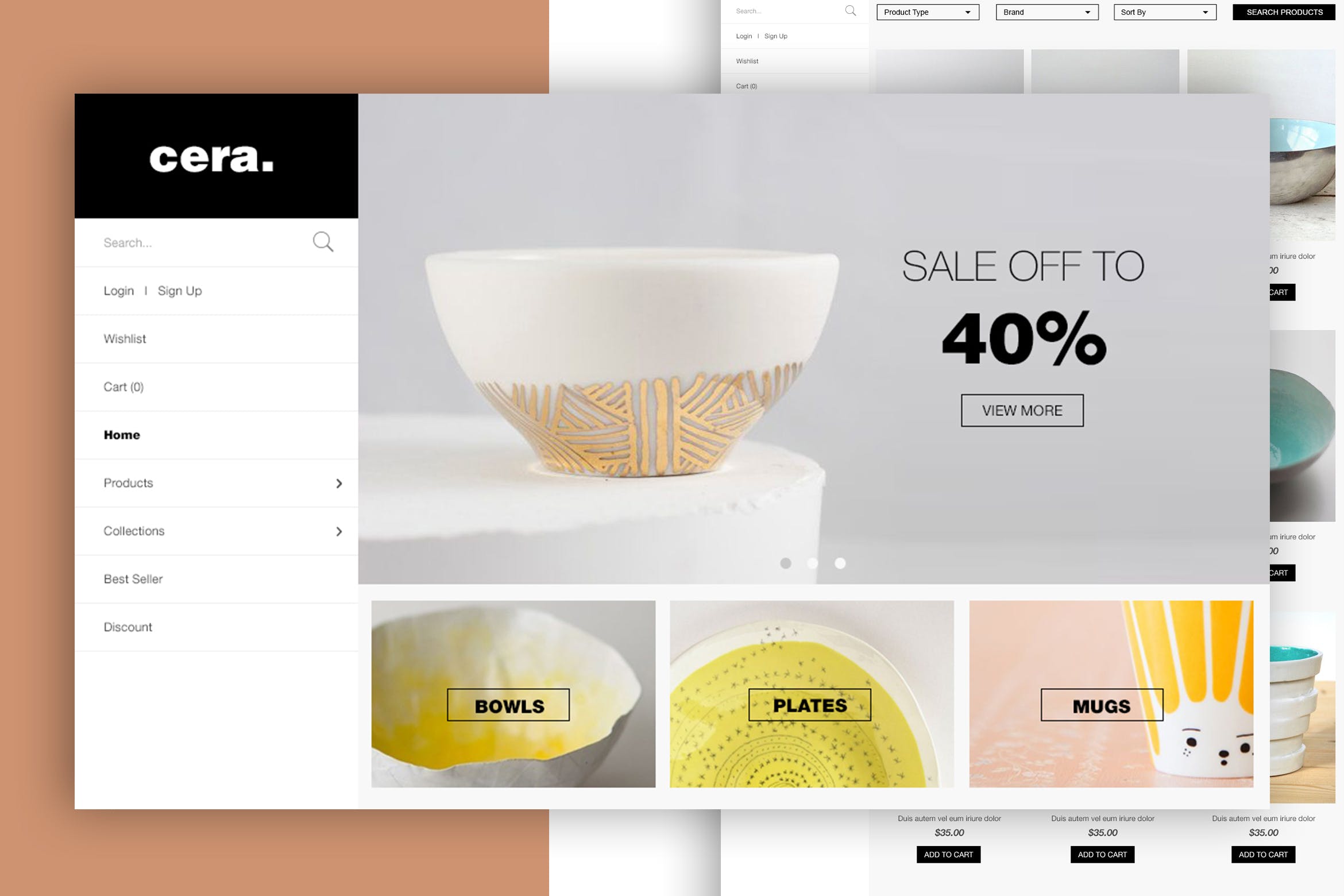 陶瓷餐具品牌网站着陆页UI设计模板 Shop Landing Page Design Concept插图