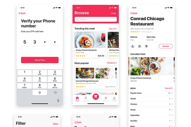 类大众点评美食类APP UI套件UI模板 Foody – Food App UI Kit插图(7)