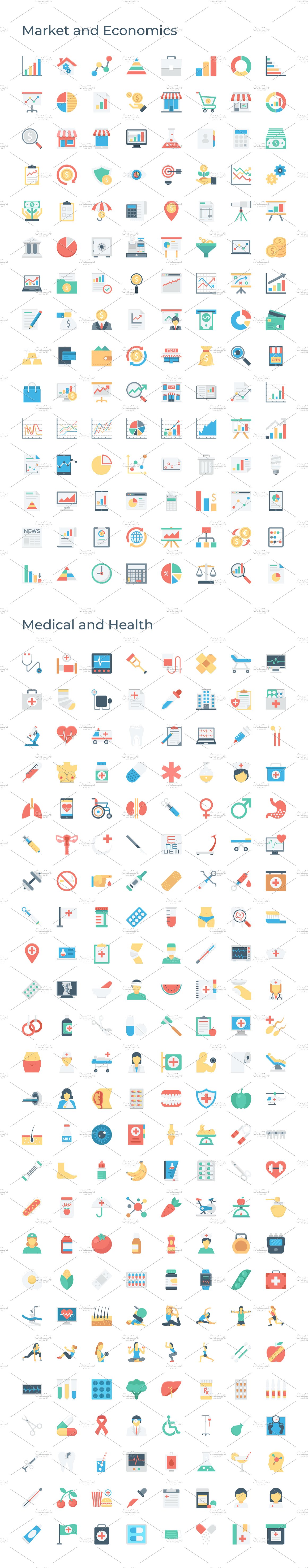 5158枚扁平风格图标量贩装 5158 Flat Icons Pack插图(9)