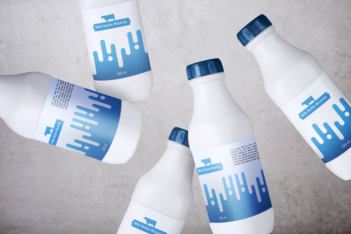 白色乳制品塑料瓶样机 Milk Bottle V.1插图
