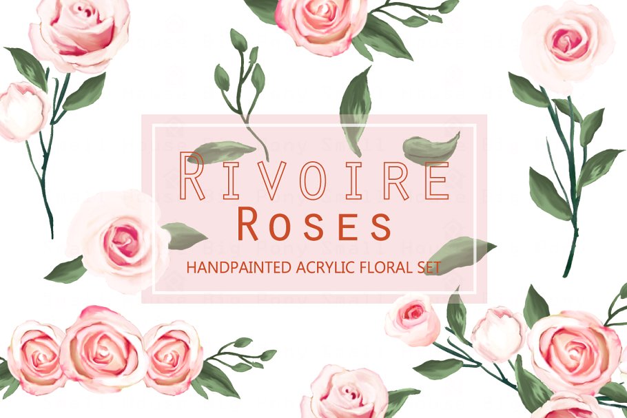 里瓦尔玫瑰亚克力剪贴画艺术 Rivoire Roses- Acrylic Clip Art插图4