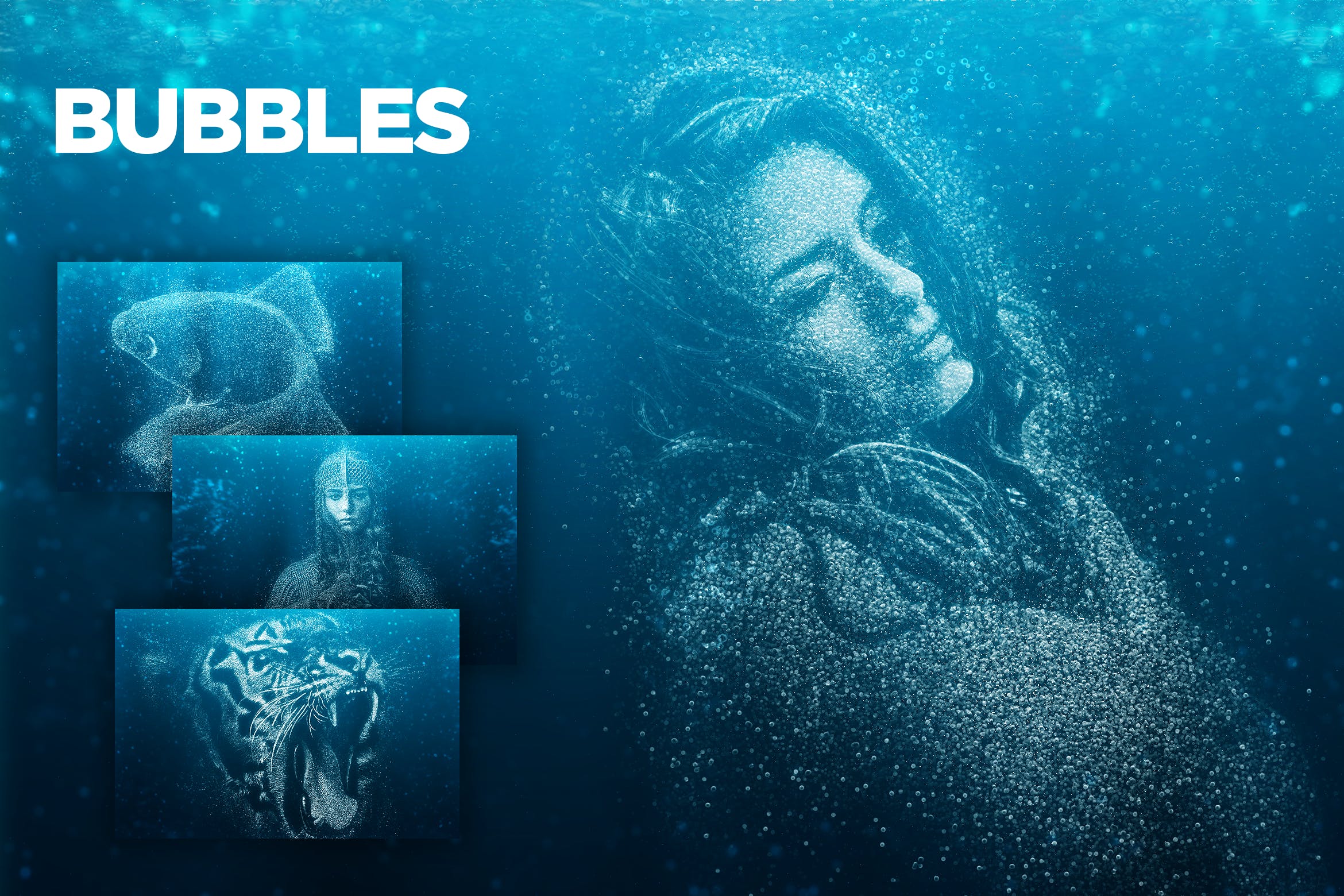 创意水下气泡画艺术效果一键生成PS动作 Bubbles CS4+ Photoshop Action插图