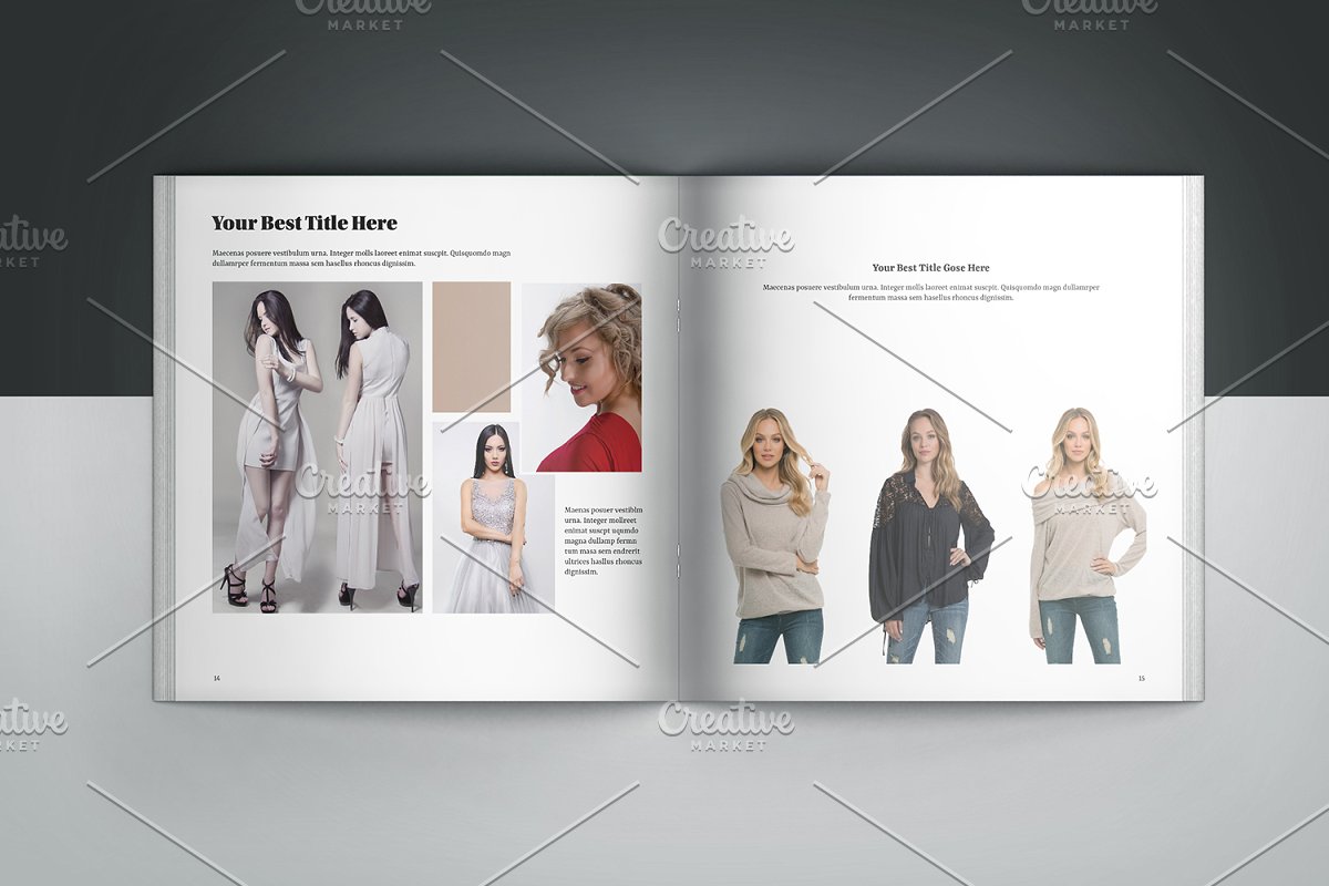 女性时尚摄影方形画册设计模板插图(1)