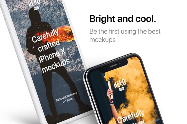 高质量黑色iPhone X设备样机模板 HERO Phone X Mockups插图(7)