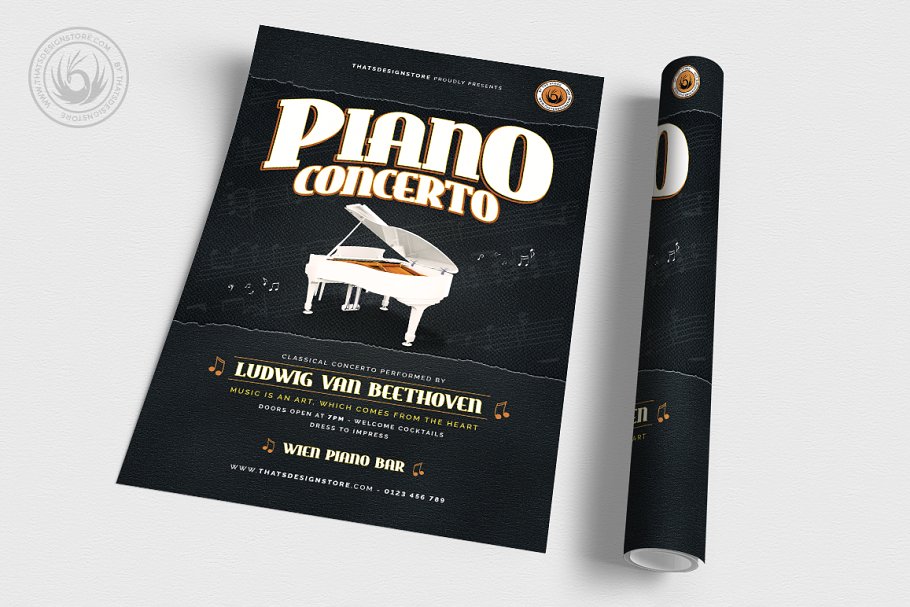 钢琴音乐演奏会海报传单PSD模板V.4 Piano Concerto Flyer PSD V4插图(2)