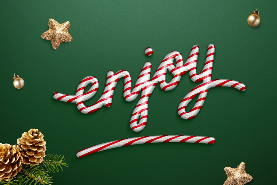 圣诞节日气氛创意海报字体PS图层样式 Christmas text effect插图4