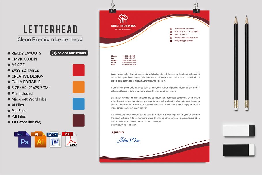 10款企业品牌信笺模板 Letterhead Bundle插图11