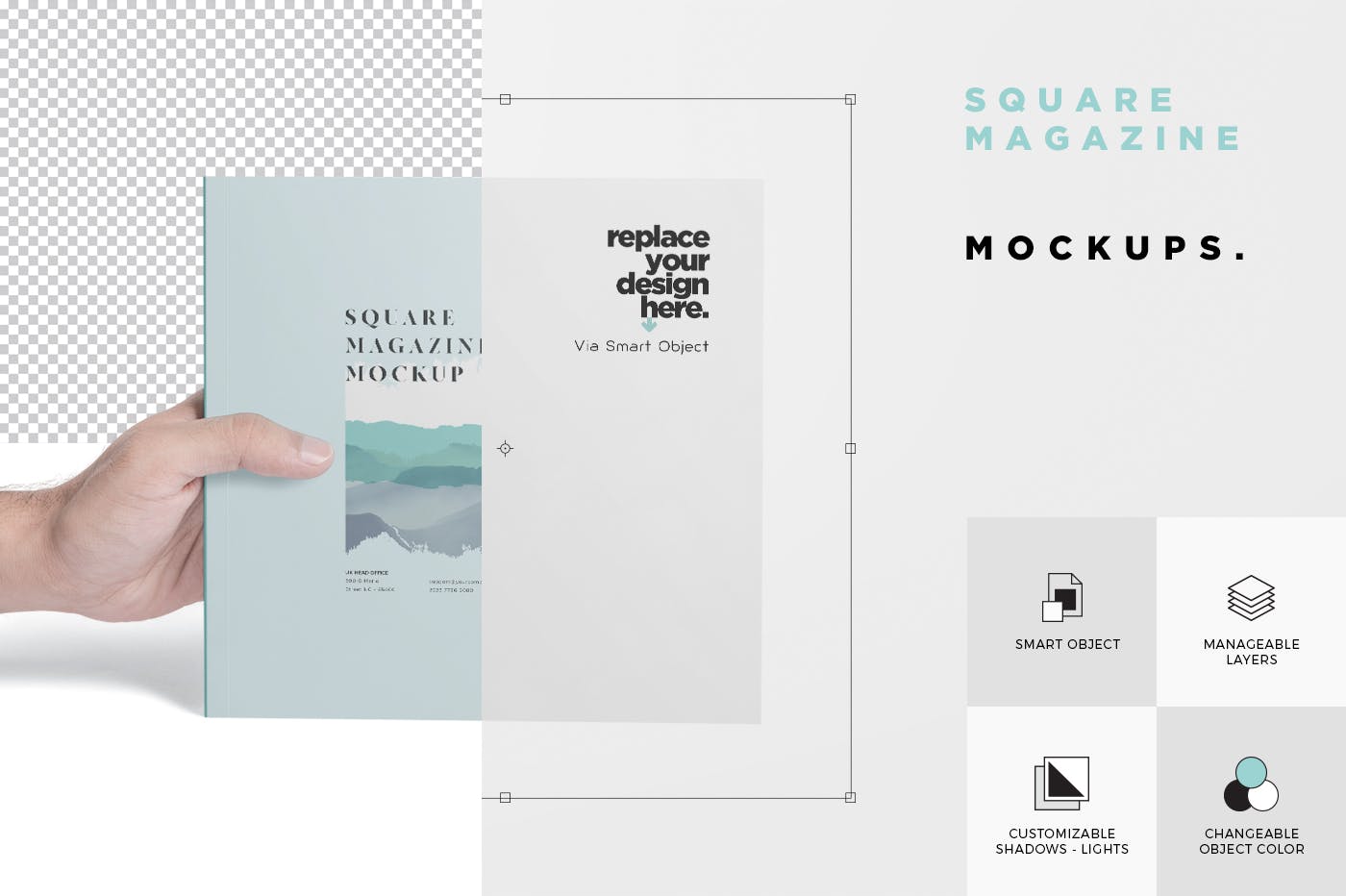 企业介绍画册/杂志设计效果图样机 Square Magazine Mockups插图(5)