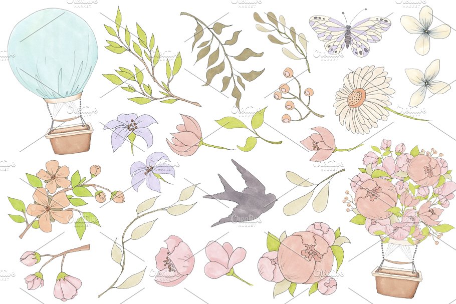春季情调水彩插画合集 Spring Mood Design Kit插图2