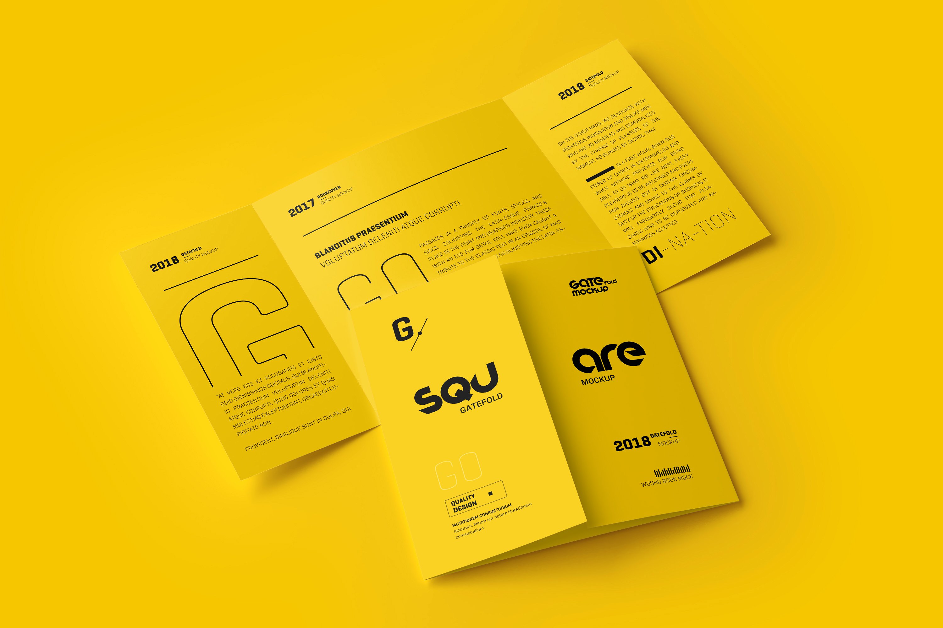 方形折页小册子展示样机下载 Square Gatefold Brochure Mockup-[psd]插图(7)