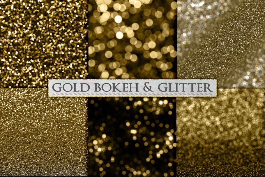 奢华金色闪光散景背景纹理 Gold Bokeh and Glitter Backgrounds插图(2)