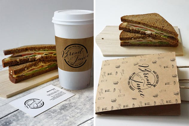 咖啡馆品牌VI设计样机模板 Sandwich Cafe Mockup插图(4)