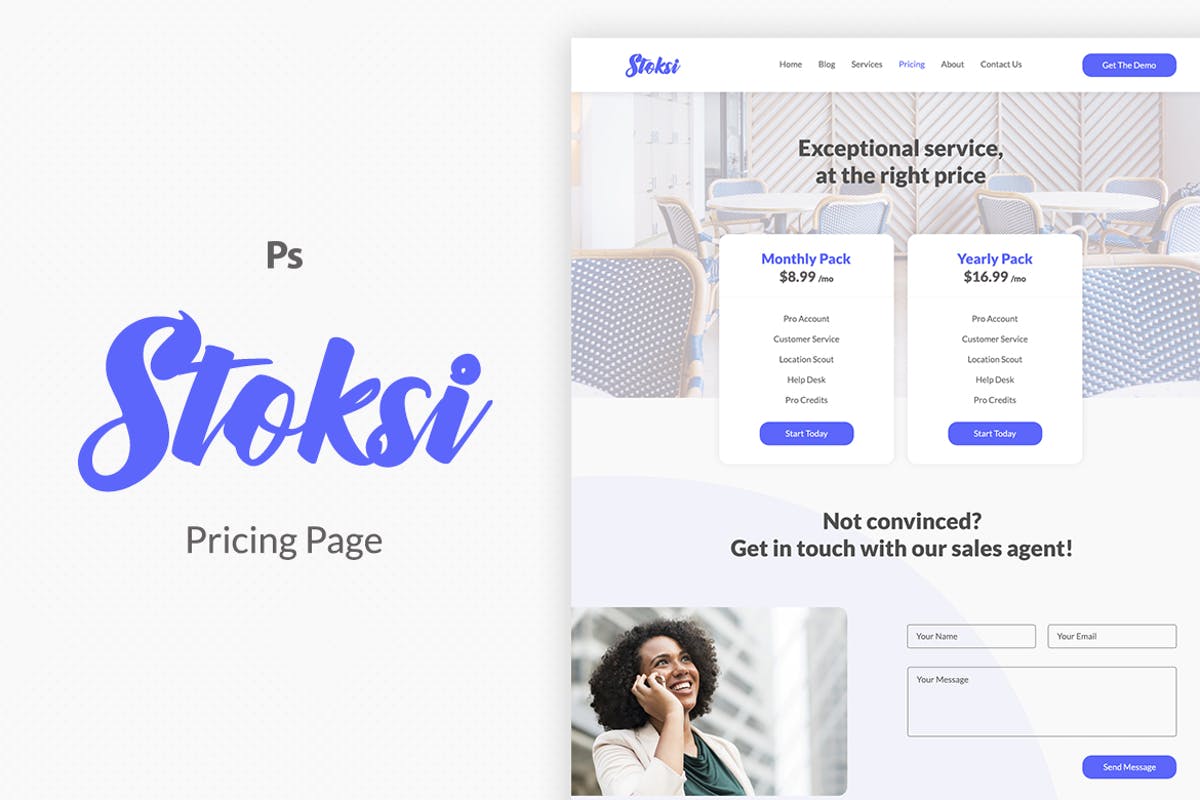 在线服务套餐价格表单UI模板 Stoksi Pricing Page插图