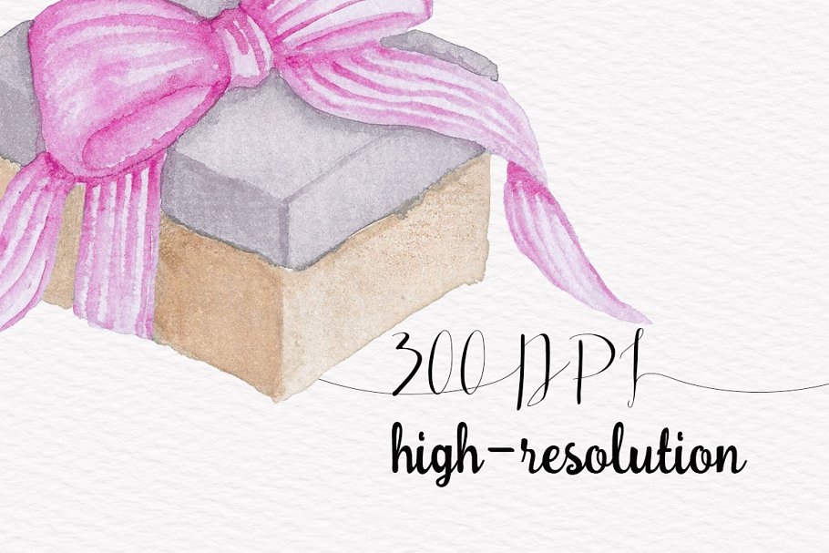 水彩风格礼品礼物剪贴画 Gift Boxes Watercolor Collection插图(2)