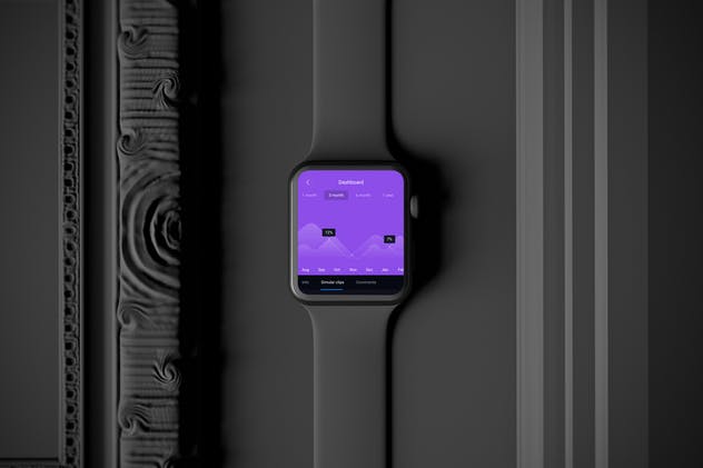 时尚深色Apple智能手表样机模板 Dark Apple watch插图(1)