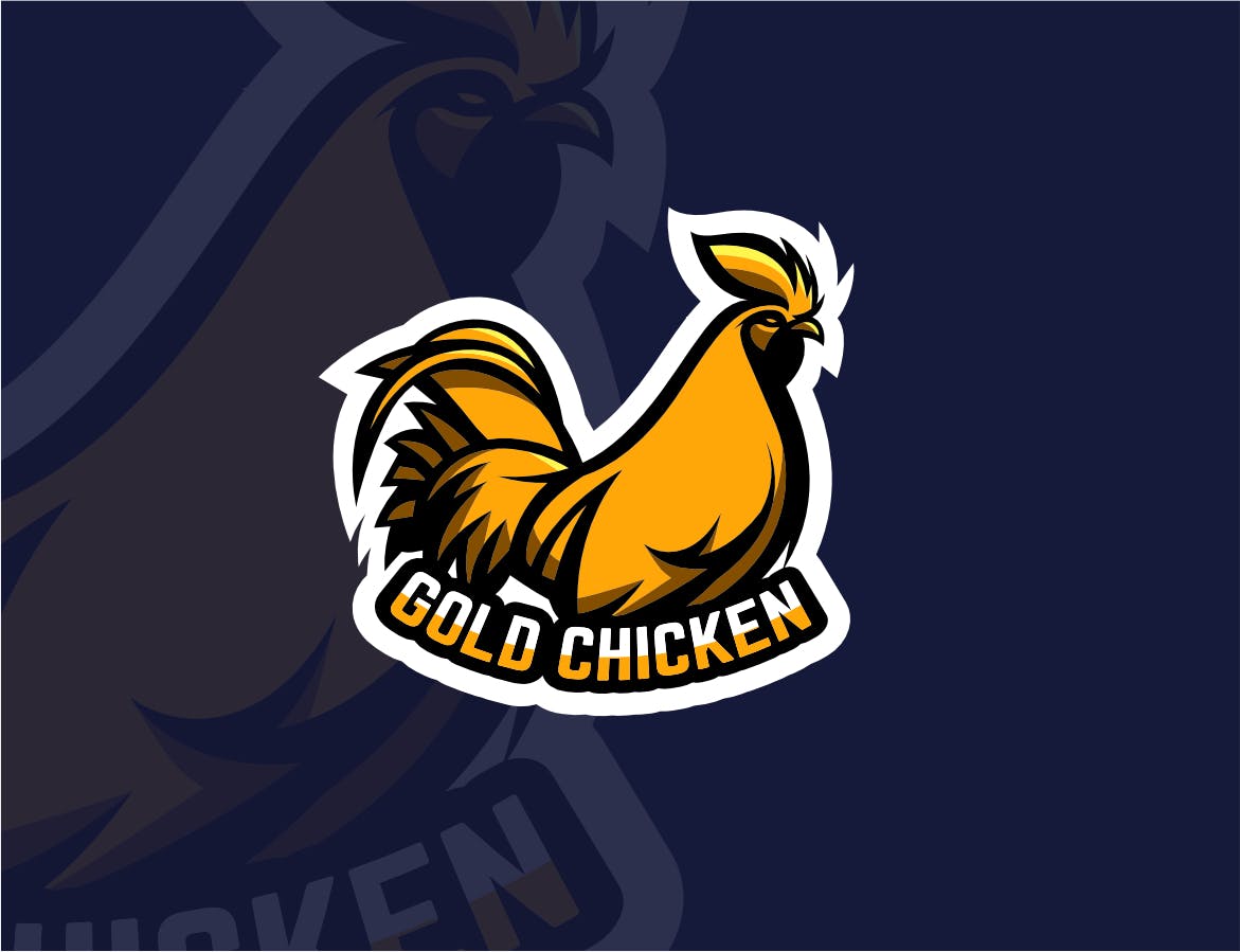 金鸡吉祥物&电子竞技Logo设计模板 Gold Chicken – Mascot & Esports Logo插图(1)