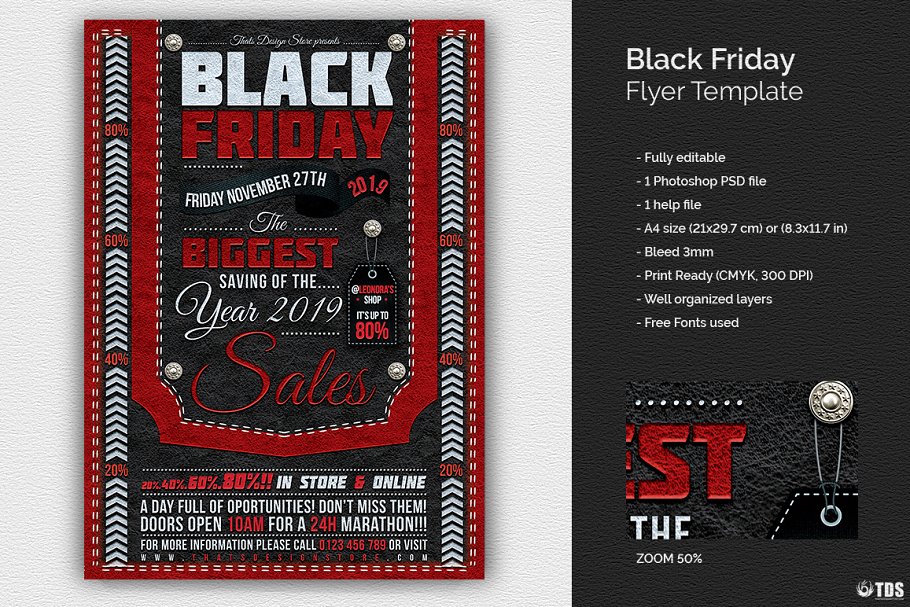 黑色星期五购物促销PSD广告模板 Black Friday Flyer PSD插图