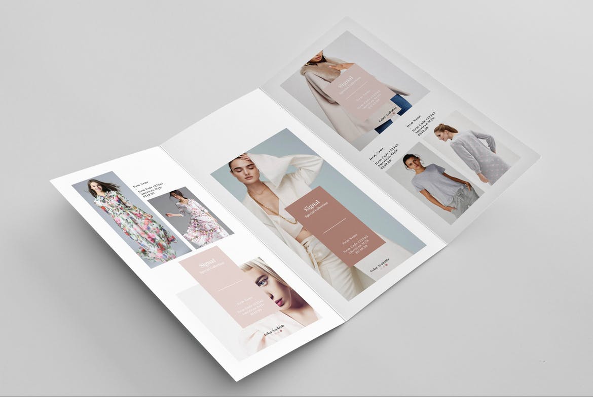 时尚行业三折页宣传页设计模板 Fashion Trifold Brochure插图(2)