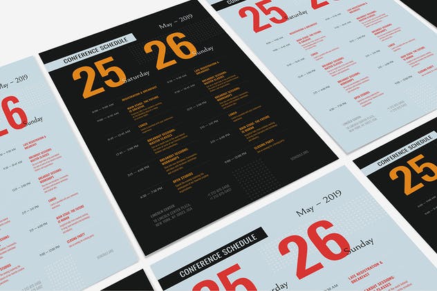 会议日程海报设计模板素材 Conference Schedule Poster Template插图(4)