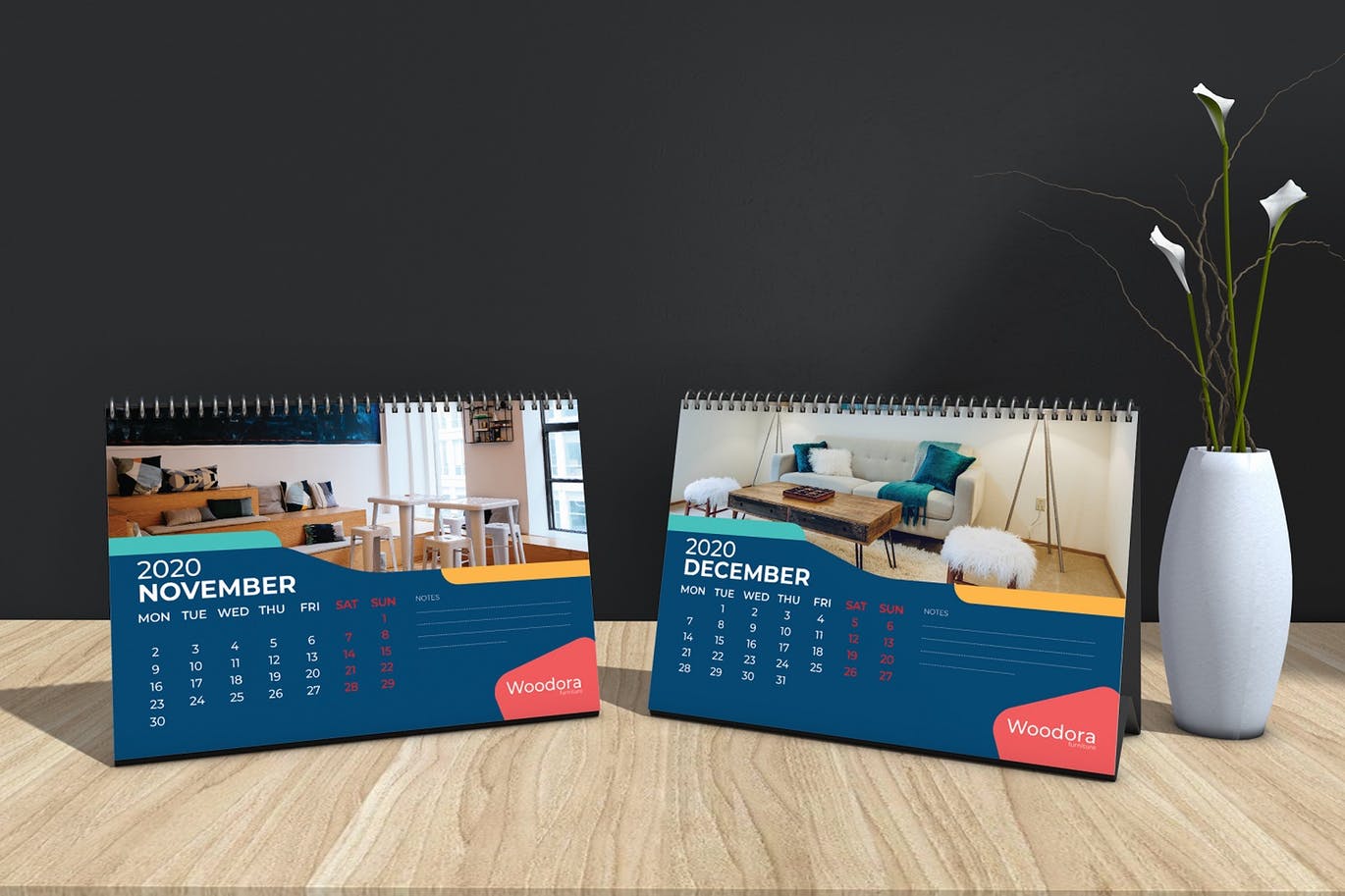 家具品牌定制2020年活页台历设计模板 Woodora Furniture Table Calendar 2020插图(6)