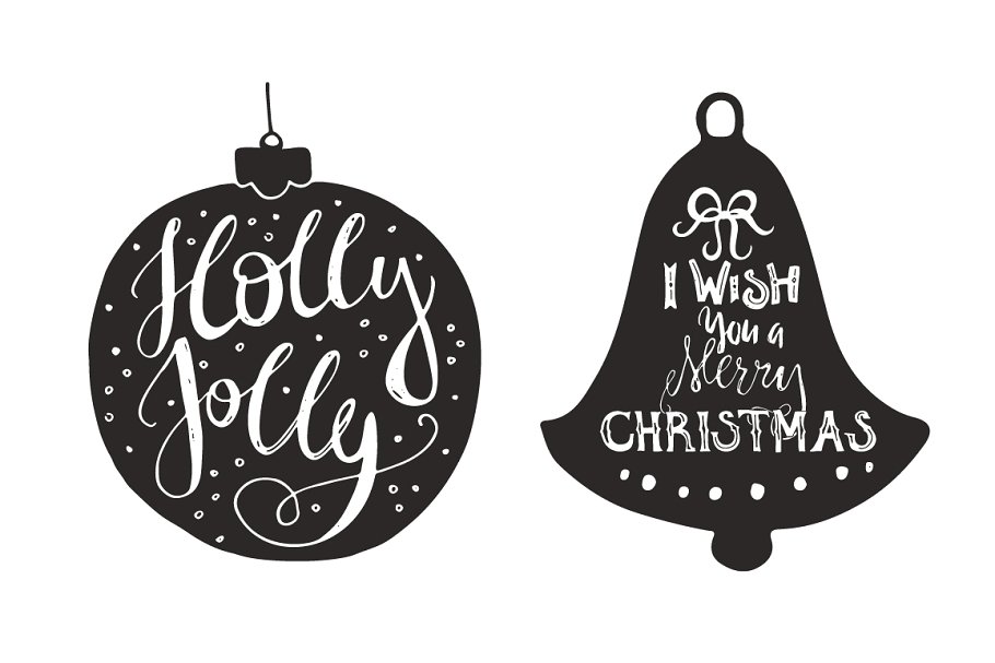 手绘圣诞节祝福语图层 Handdrawn Christmas Quotes in Shapes插图(2)