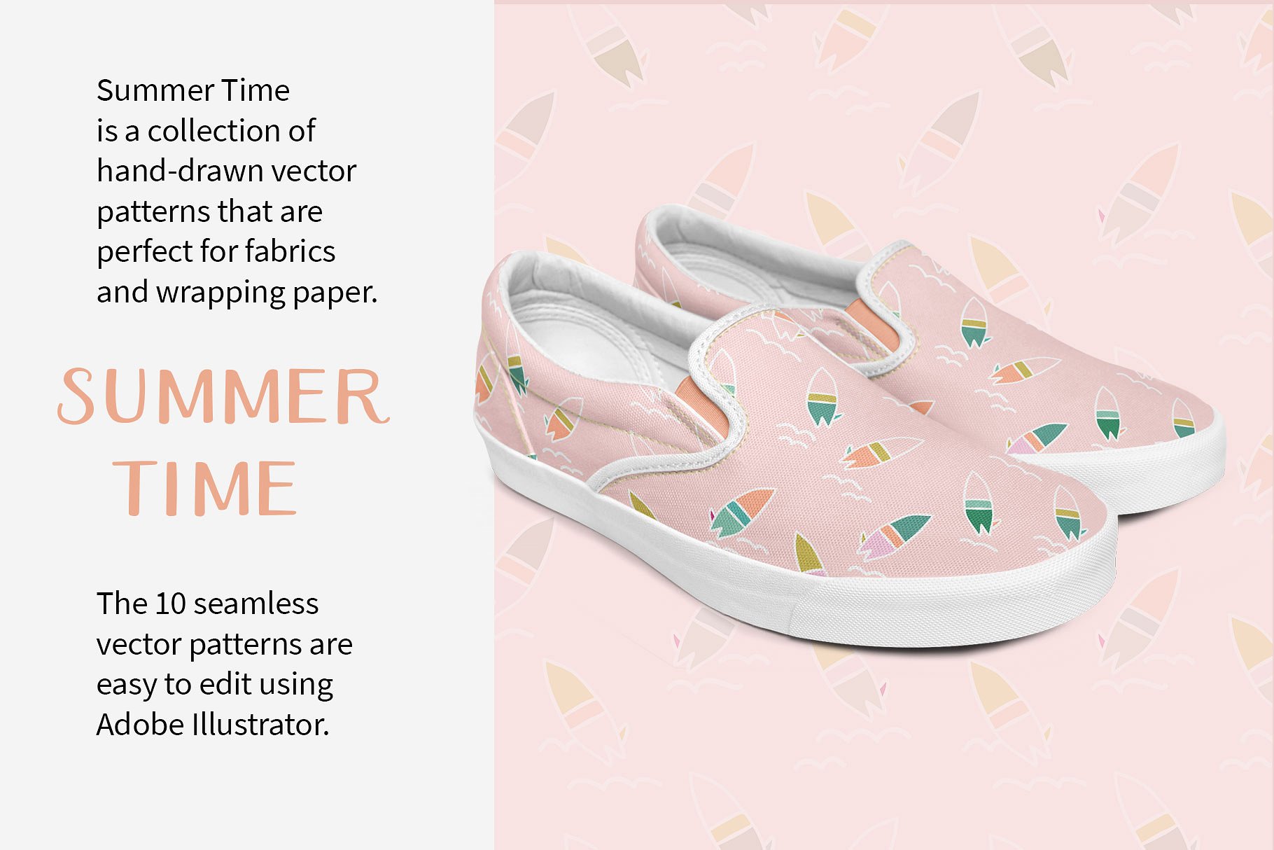 夏日色彩斑斓图案纹理 Summer Time Vector Patterns插图(2)