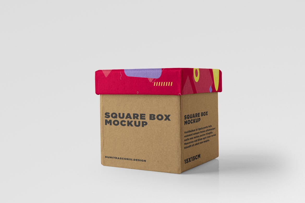 牛皮纸方盒快递纸箱设计效果图样机 Kraft Cube Box插图(4)