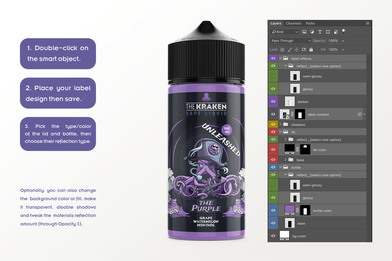 100ml电子烟烟油瓶设计效果图样机模板 eLiquid Bottle Mockup v 100ml-A插图(6)