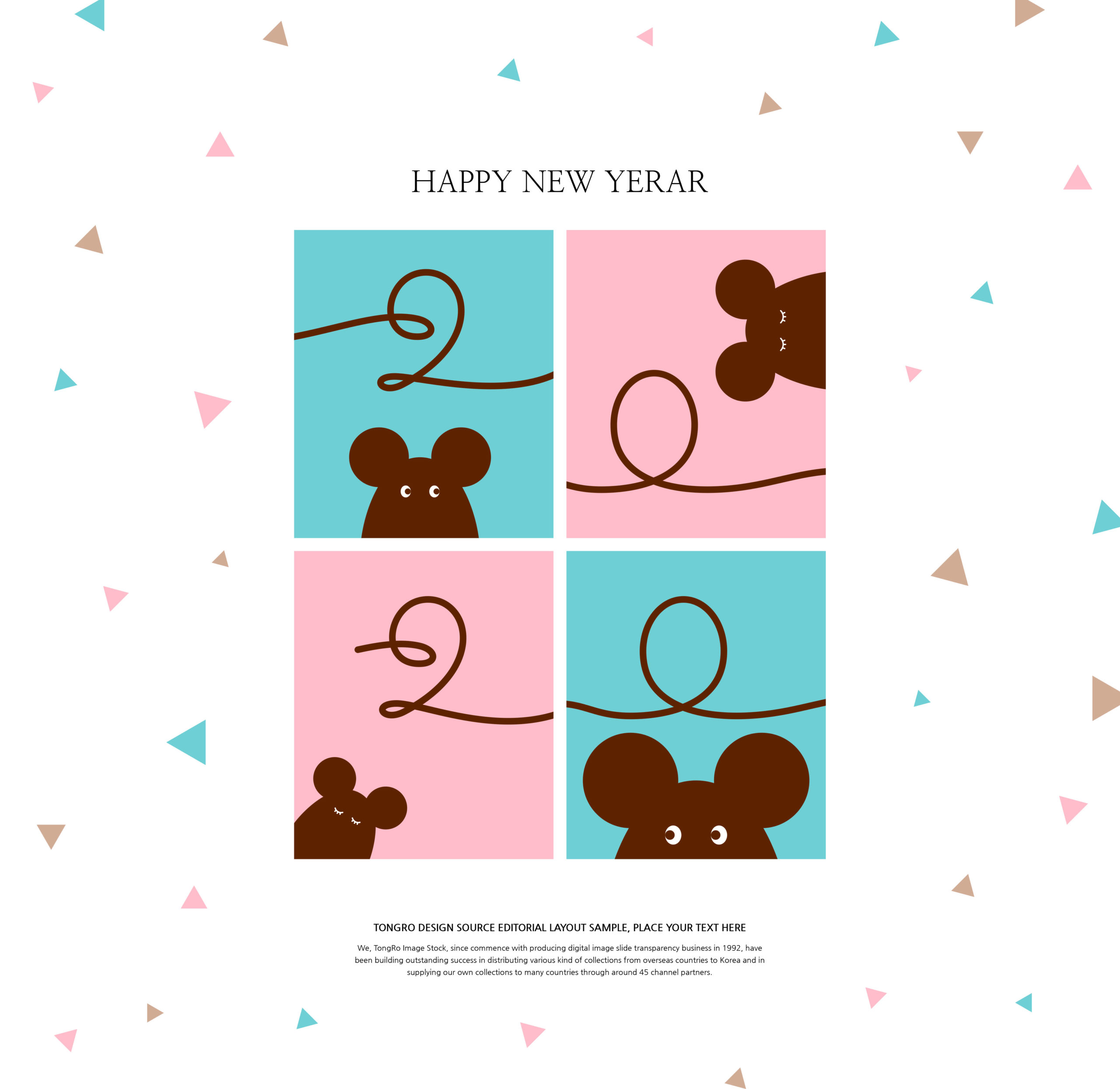 创意2020鼠年新年快乐主题海报模板套装[PSD]插图(6)